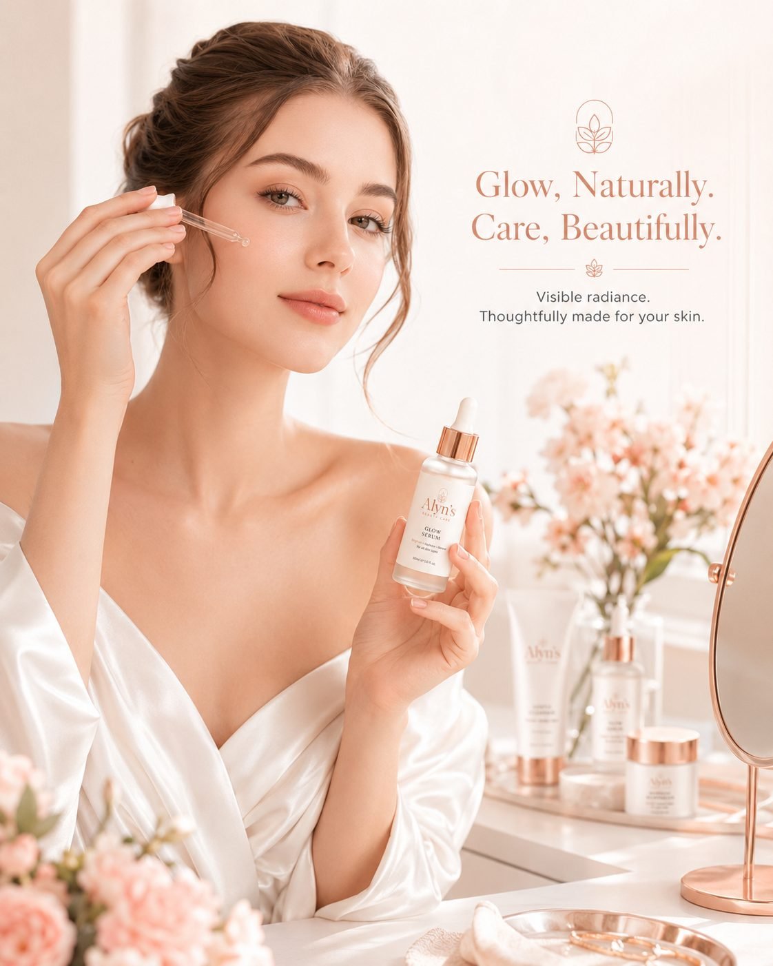Glowing skin model using Alyn's Beauty Care