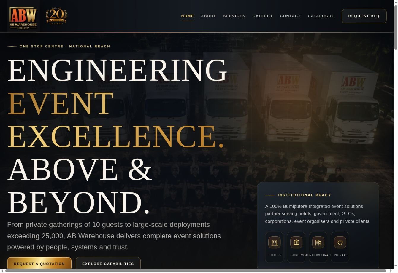 Paparan website AB Warehouse